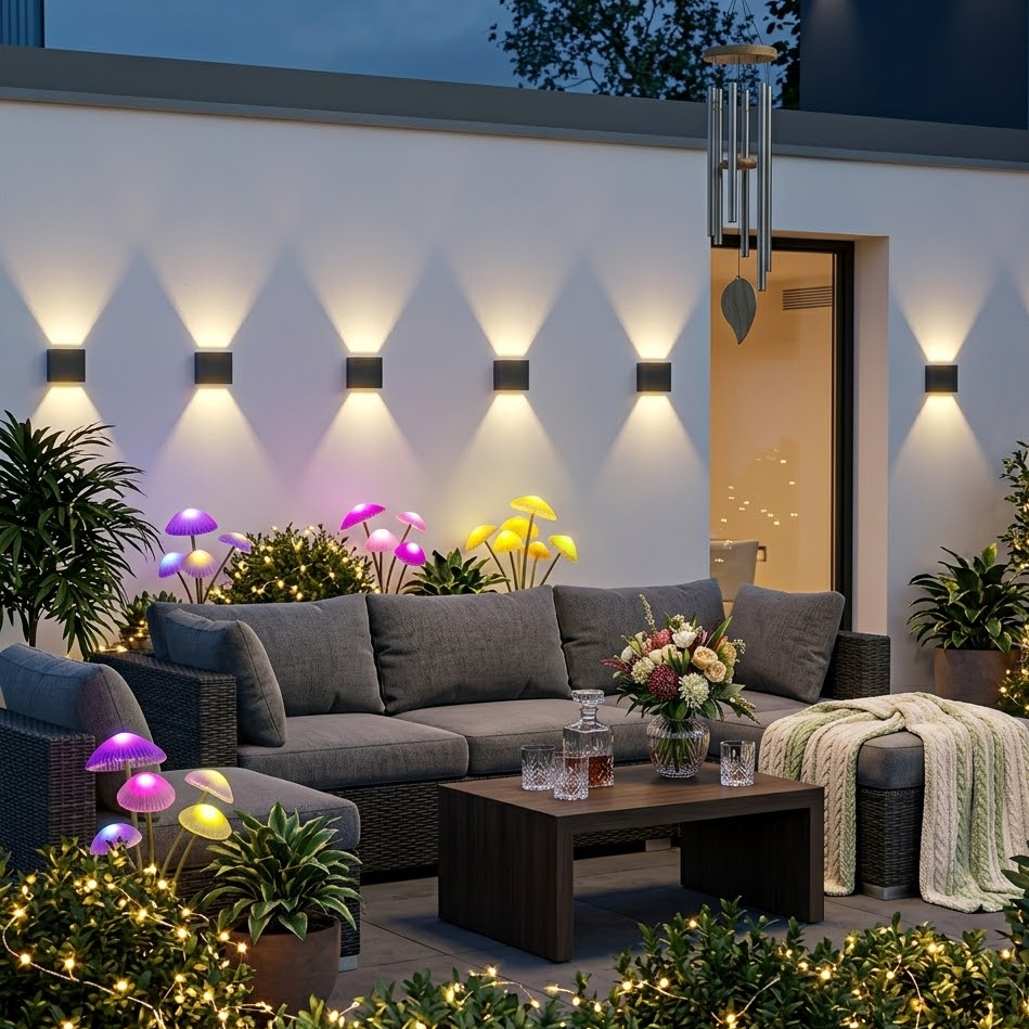 Solar LED Outdoor Wall Light Set of 2